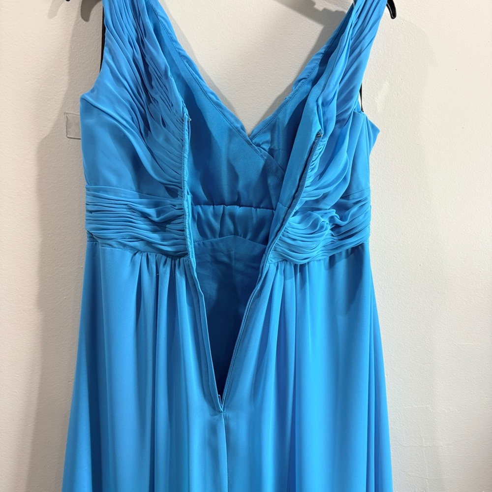 Victoria Marina Maxi Dress Womens 14 Blue Chiffon Pleated Formal Romantic Prom - Picture 7 of 8